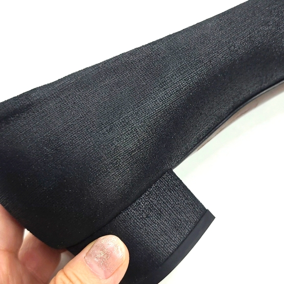 AGL Block Heel Pumps, Black Canvas & Patent Leather Shoes, Size 8 - Picture 8 of 13